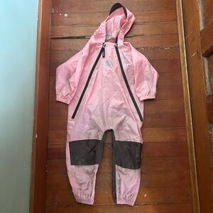 Tuffo muddy buddy Pink Hooded Rain Suit with brown Accents